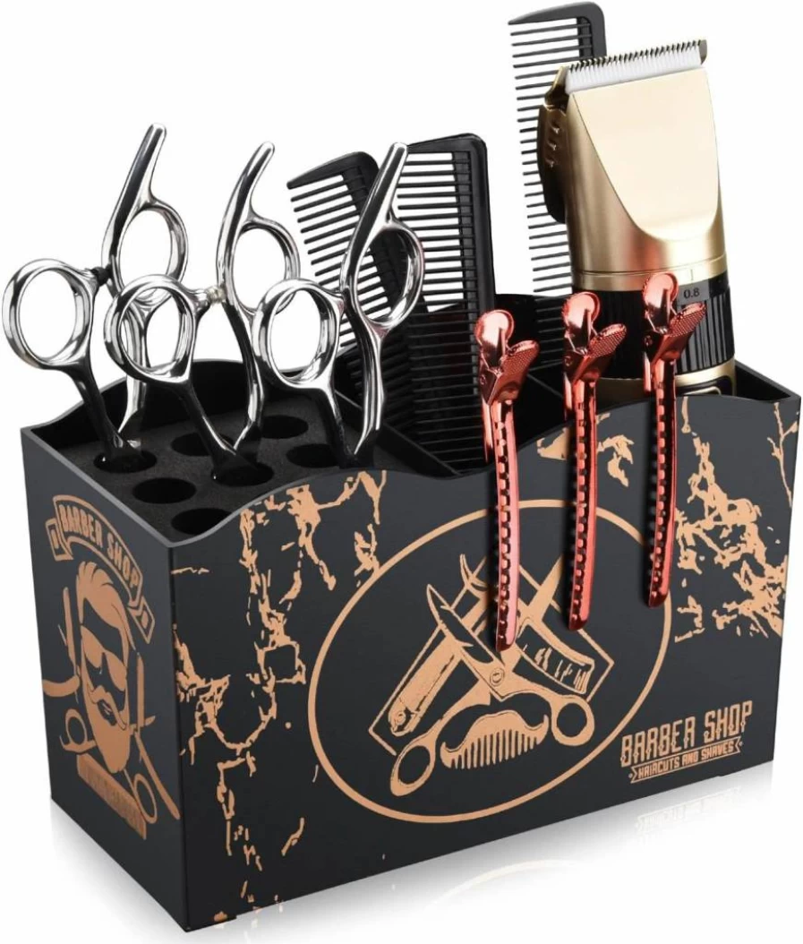 Noverlife Salon Scissor Holder - Barber Shears Organizer Stand for Hairstyling Tools, Combs, Clips & Brushes - Durable Hairdressing Scissors Storage Rack for Professional & Home Use