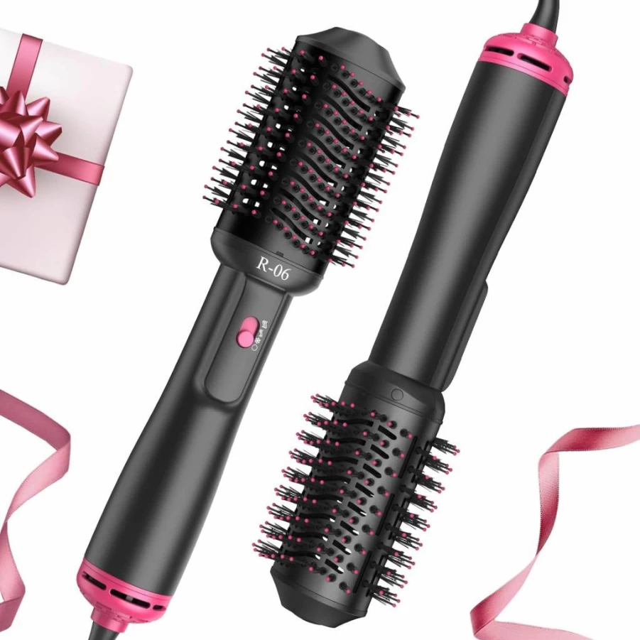 Lopeie 4-in-1 Professional Hair Dryer Brush & Styler with Oval Barrel for All Hair Types - Gold Salon Blow Dryer Volumizer