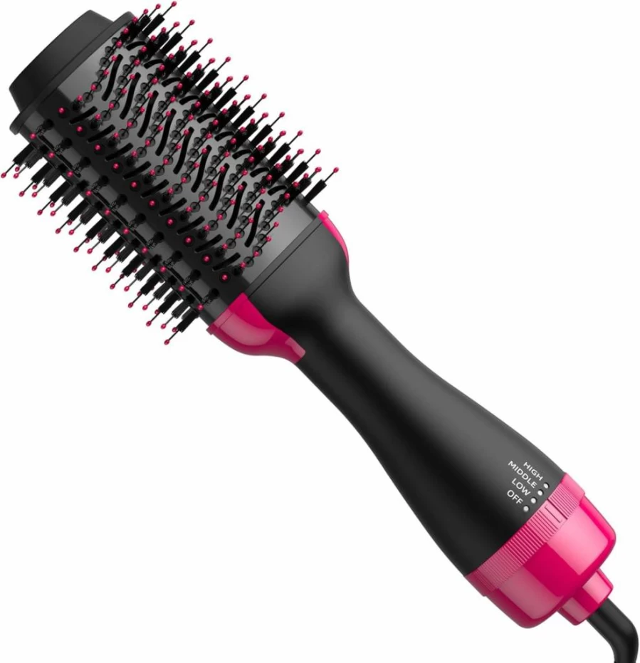 TYHGSF 4-in-1 Hot Air Brush - Hair Dryer, Styler, Volumizer for Drying, Straightening & Curling (Pink)