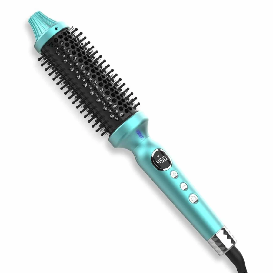 BANGMENG 1.5 Inch Thermal Round Brush with Negative Ion Technology, Dual Voltage Heated Hair Styler for Medium to Long Hair, 12 Heat Settings for Curling & Smoothing (2.1 Inch Bristles)