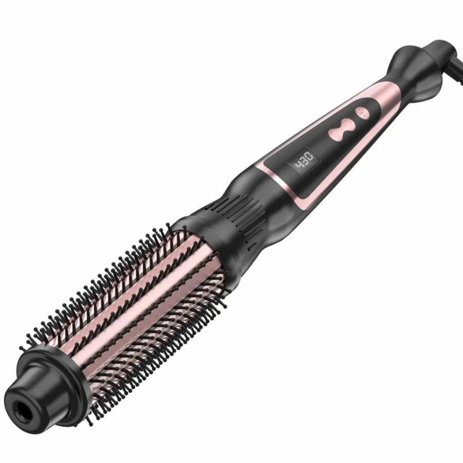 USHOW Rose Gold 1.25 Inch Thermal Round Brush - Ceramic Tourmaline Curling Iron for Volumizing & Styling, Multifunctional Heated Hot Brush Styler Wand