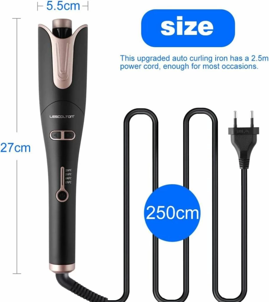 LESCOLTON Automatic Hair Curling Iron - 1 Inch Rotating Curler with 4 Temperature Settings, Dual Voltage, Anti-Scald Technology & Auto Shut-Off for Perfect Curls