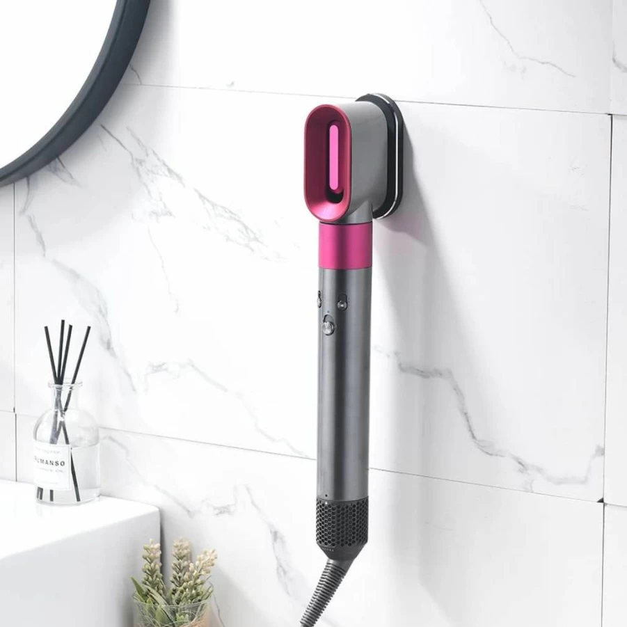 Luvitory Wall Mount Organizer for Dyson Airwrap – Metal Holder for Styler, Curling Wand, Brushes & Accessories – Space-Saving Shelf for Home, Bathroom, Bedroom