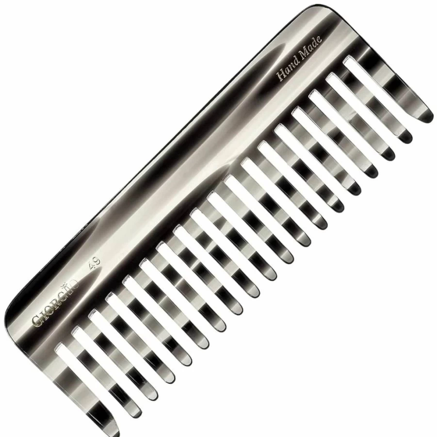 Giorgio G49 Wide Tooth Detangling Comb for Thick Curly Hair – Handmade Cellulose Detangler for Wet & Dry Hair – Tortoise Shell Design – Saw-Cut & Polished