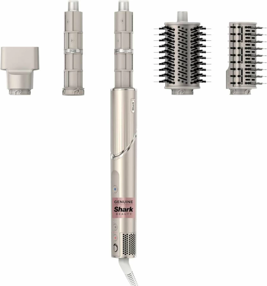Shark HD440Bk FlexStyle Hair Dryer & Styling System - 6-Piece Set with Paddle Brush, Diffuser, Auto-Wrap Curlers, Styling Concentrator & Oval Brush for Powerful Drying & Curl-Defining (Black)