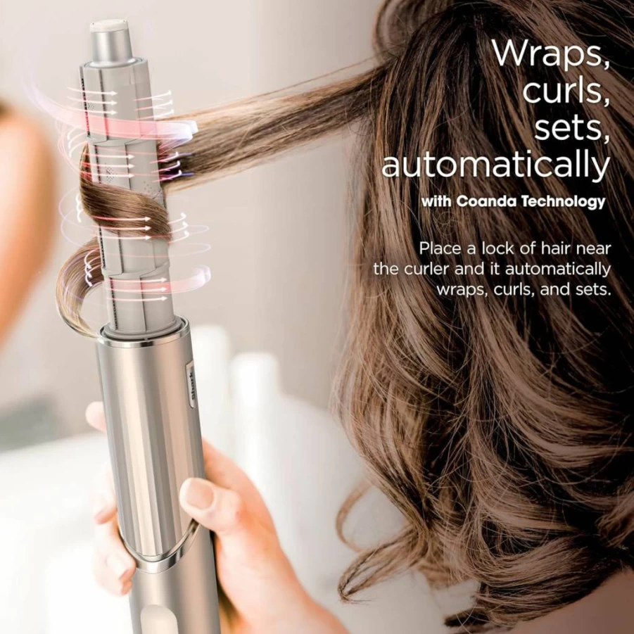 Shark HD440Bk FlexStyle Hair Dryer & Styling System - 6-Piece Set with Paddle Brush, Diffuser, Auto-Wrap Curlers, Styling Concentrator & Oval Brush for Powerful Drying & Curl-Defining (Black)