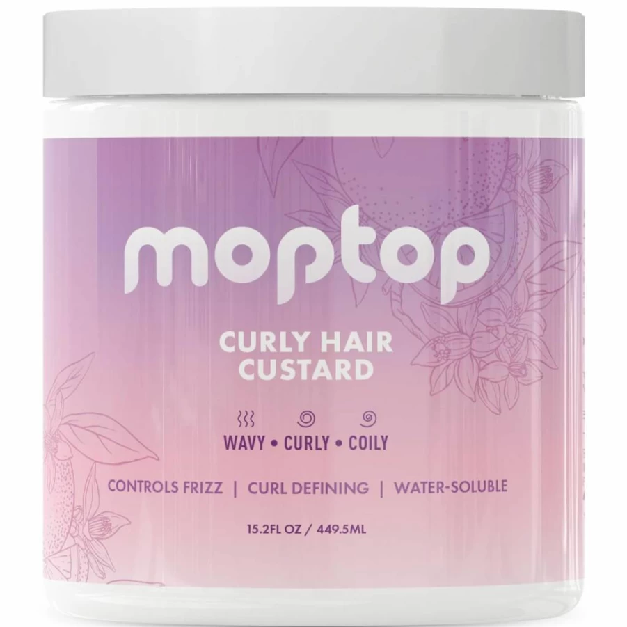 MopTop Curly Hair Gel Custard for Defined Curls - Lightweight Anti-Frizz Styling Gel with Citrus Kumquat Scent, 8oz for Waves, Coils & Kinks