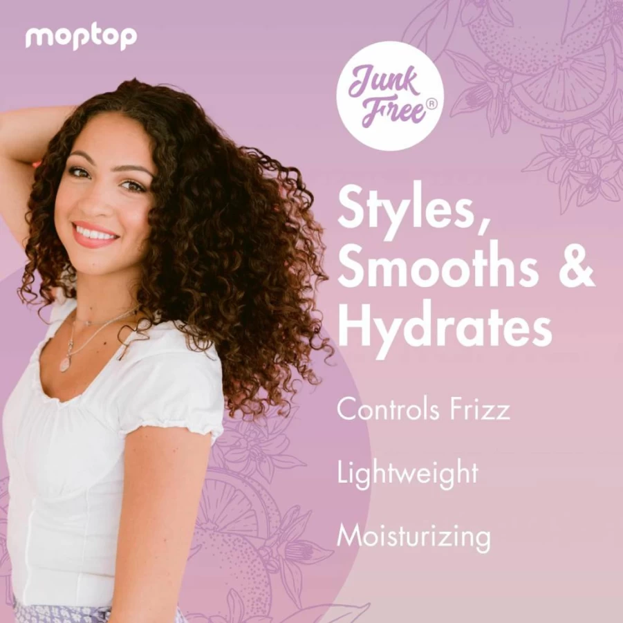 MopTop Curly Hair Gel Custard for Defined Curls - Lightweight Anti-Frizz Styling Gel with Citrus Kumquat Scent, 8oz for Waves, Coils & Kinks