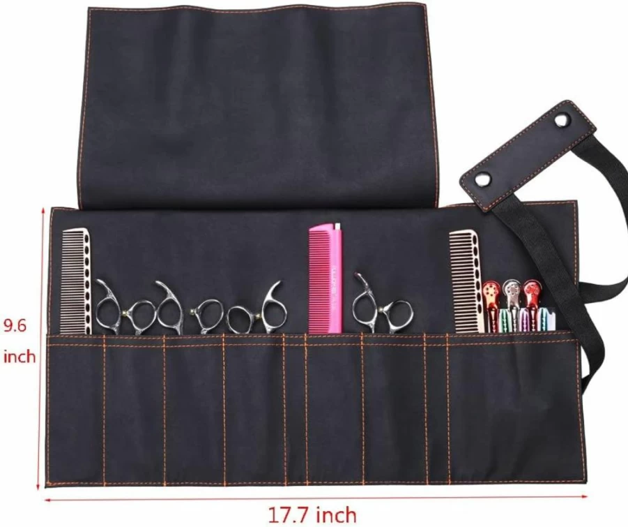 PERFEHAIR Professional Hair Scissor Holder - Roll-Up Salon Tool Organizer Pouch for Hairstylists, Soft Fabric Holster Case for Barber Shears & Accessories