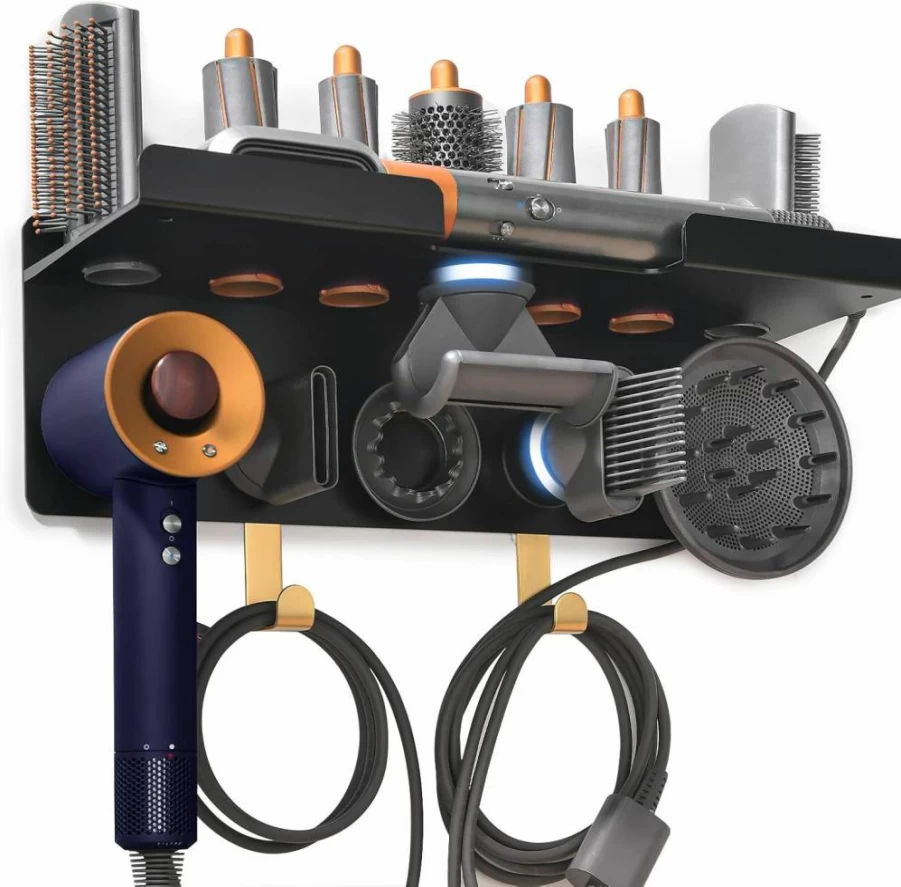 Chorten Nyima 2-in-1 Wall Mount Holder for Dyson Supersonic Hair Dryer & Airwrap Styler with Attachment Storage