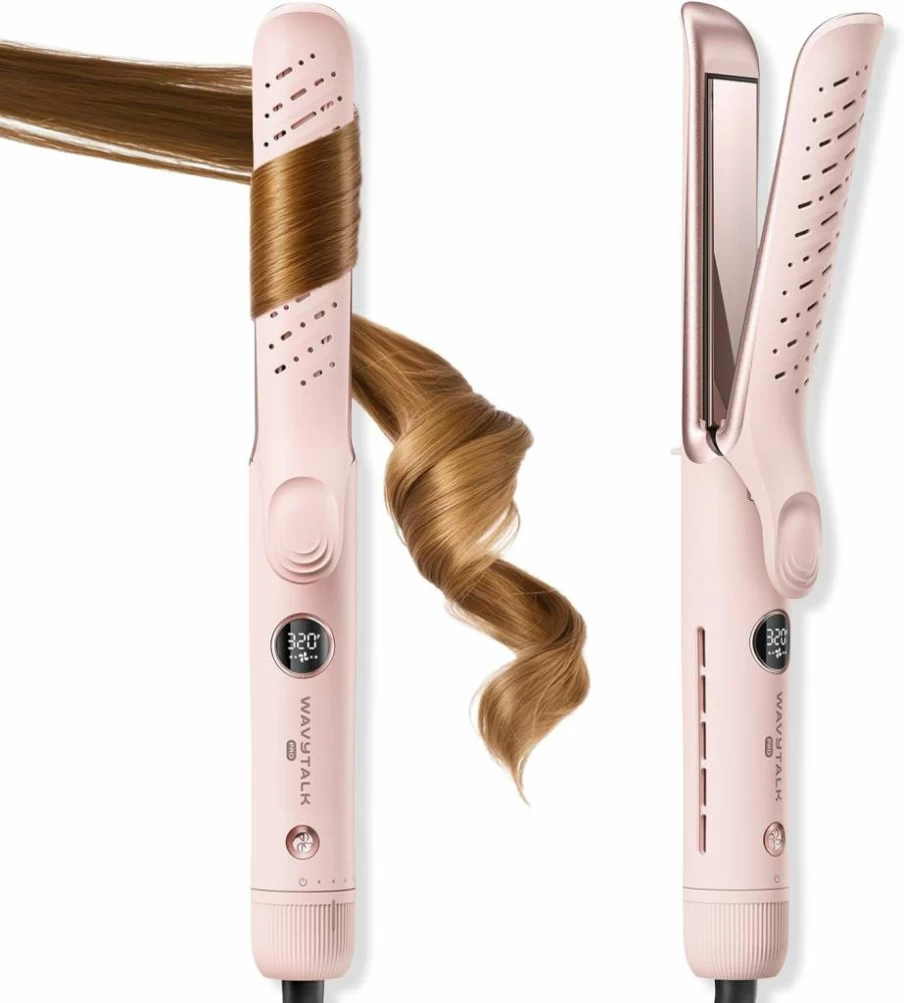 Wavytalk Whirlwind Pro 2-in-1 Curling Iron & Hair Straightener with 3 Airflow Modes, LED Display, 1.25" Anti-Scald Barrel & Cooling Air Technology for Long-Lasting Styles