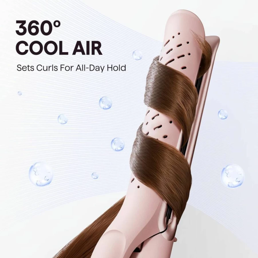 Wavytalk Whirlwind Pro 2-in-1 Curling Iron & Hair Straightener with 3 Airflow Modes, LED Display, 1.25" Anti-Scald Barrel & Cooling Air Technology for Long-Lasting Styles