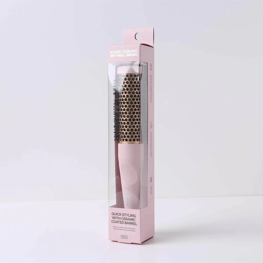 F3 Systems Ionic Thermal Round Hair Brush - Medium Barrel Volumizer for Quick Blowout, Magic Curling & Wave Styling, Pink (Cut Drying Time, Professional Styler)