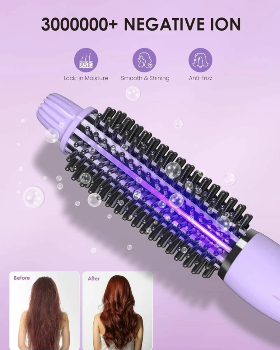 NOVUSPRO 1 Inch Heated Curling Brush - Adjustable Temperature 11 Settings, Cool Touch Anti-Scald Bristles, 60 Min Auto Shut Off for Curly Hair Styling