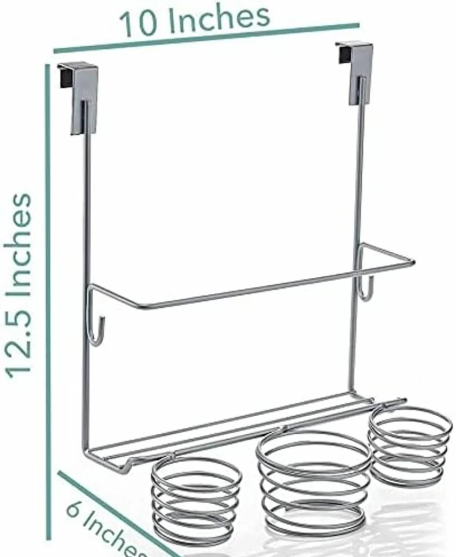 Home Intuition Silver Over The Cabinet Door Hair Styling Organizer & Storage Station