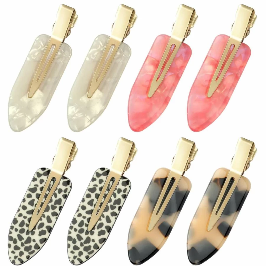 YIERSO 8 Pack No Bend Hair Clips for Women, Creaseless Duckbill Alligator Clips, Salon-Quality Acrylic Resin Hair Barrettes for Hairstyling & Makeup (Pink & White)