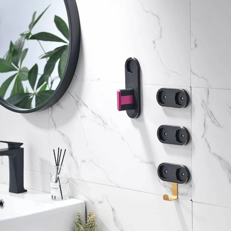 Luvitory Wall Mount Metal Organizer for Dyson Airwrap Styler, Hair Tools Holder for Curling Irons, Brushes & Accessories, Space-Saving Storage Rack for Bathroom, Bedroom, Salon