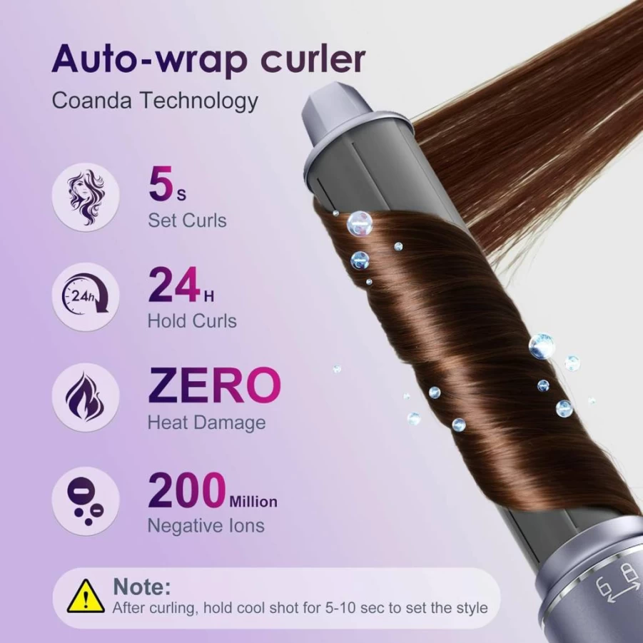 Wofdovolve 5-in-1 Hair Styler & Ionic Blow Dryer Brush - 200M Negative Ions for Fast Drying, Volumizing, Straightening & Curling for All Hair Lengths