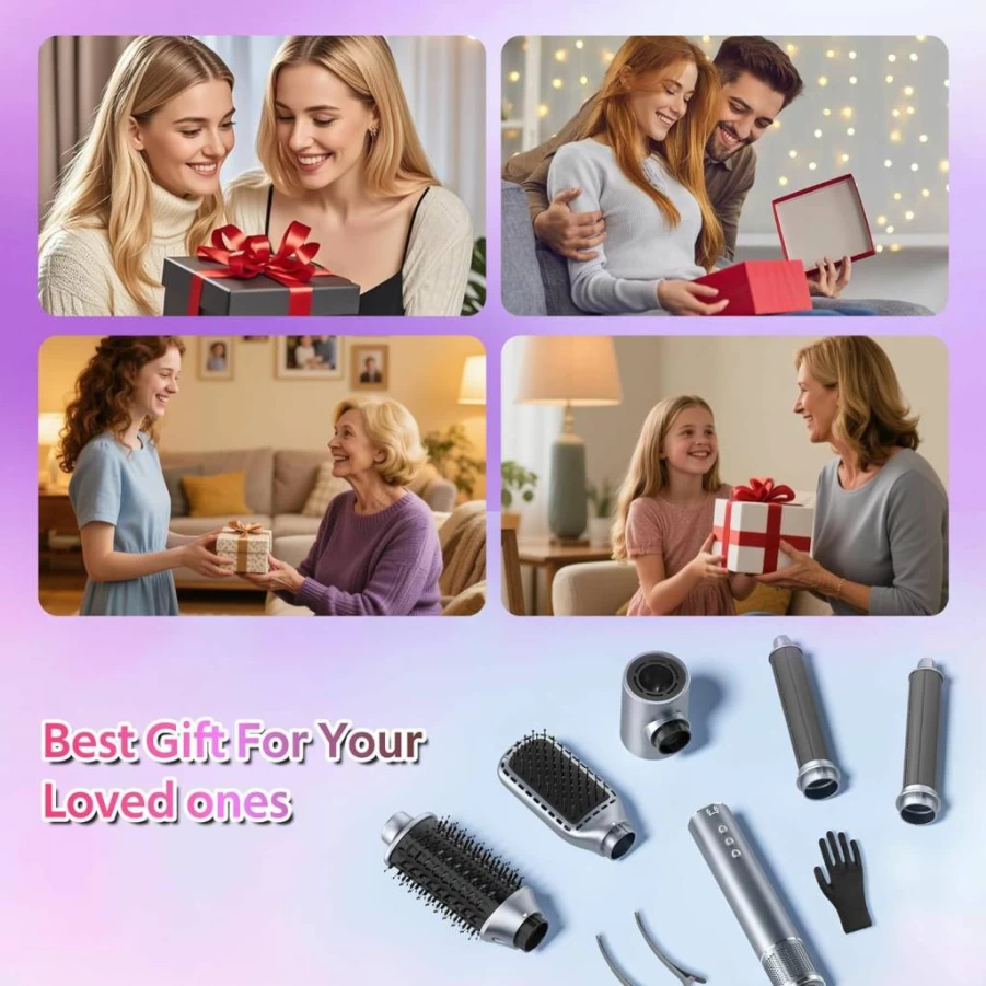 LENA Automatic Rotating Hair Curler Iron - Ceramic Ionic Styling Wand with Anti-Stuck Sensor for Long & Medium Hair, Professional Curling Tool