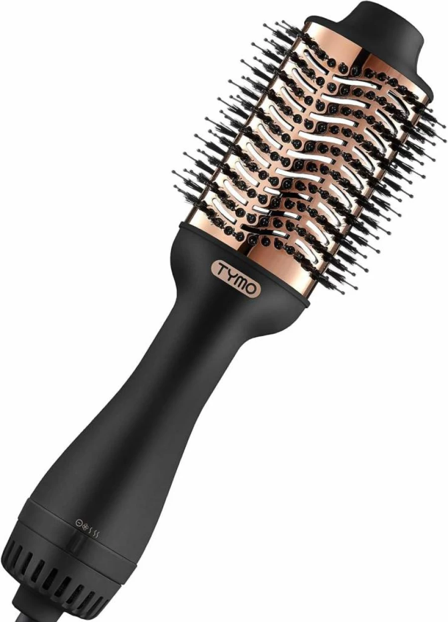 TYMO 4-in-1 Ionic Hair Dryer Brush & Hot Air Styler - Oval Titanium Barrel for Frizz-Free Blowout, Smoothing & Volumizing (Gold)