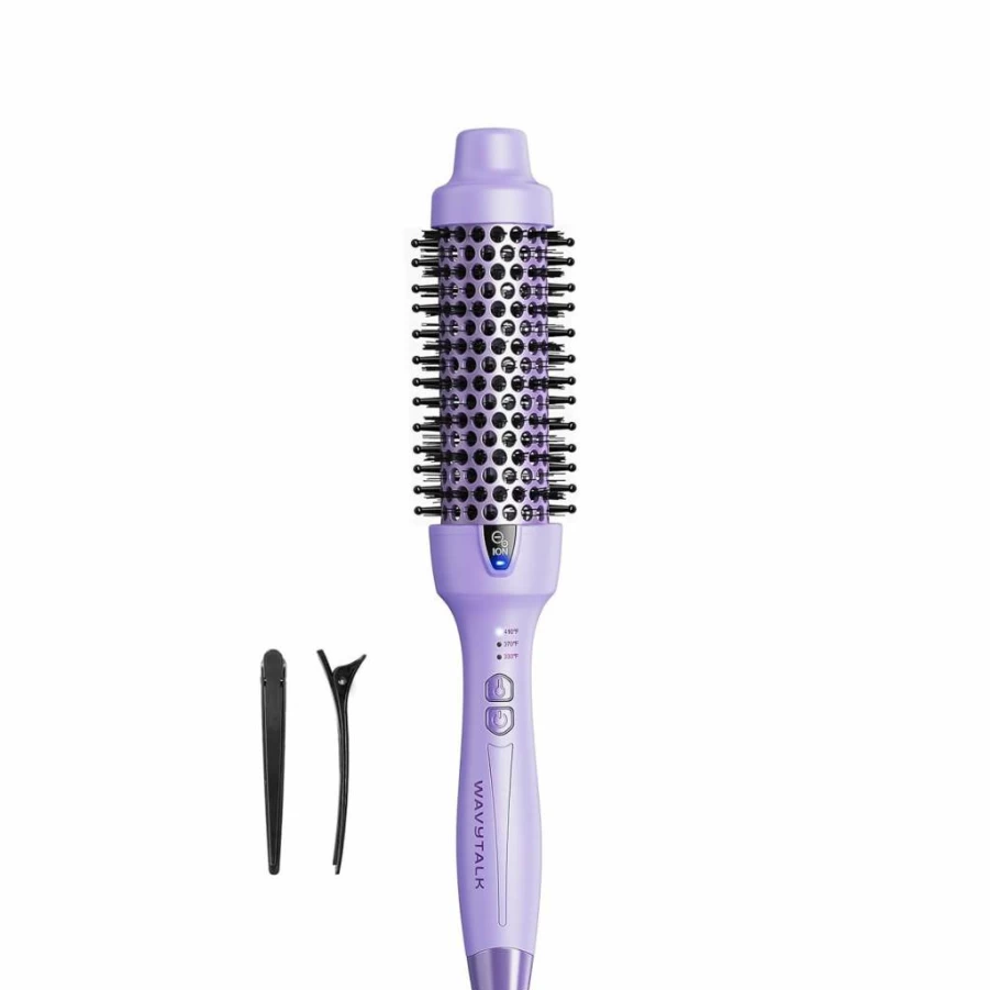 Wavytalk 1.5 Inch Ionic Thermal Round Brush for Blowout Look, Dual Voltage Hair Styler for Smoothing & Natural Curls, Updated Easy-Use Hot Air Brush