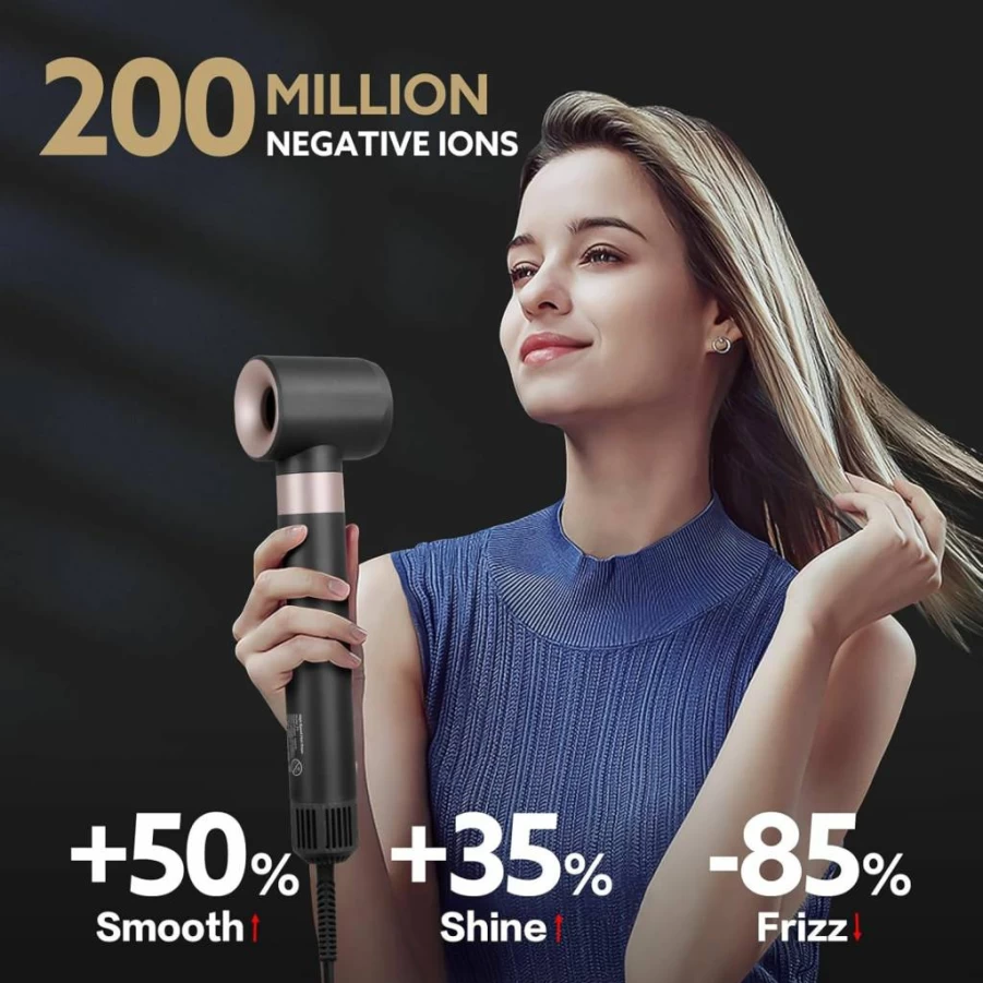 Webeauty Auto Wrap Curling Wand & Hair Dryer Set: 1.25 Inch Ceramic Ionic Curling Iron with Long Barrel for Fast Styling, Waves & Hot Air Drying