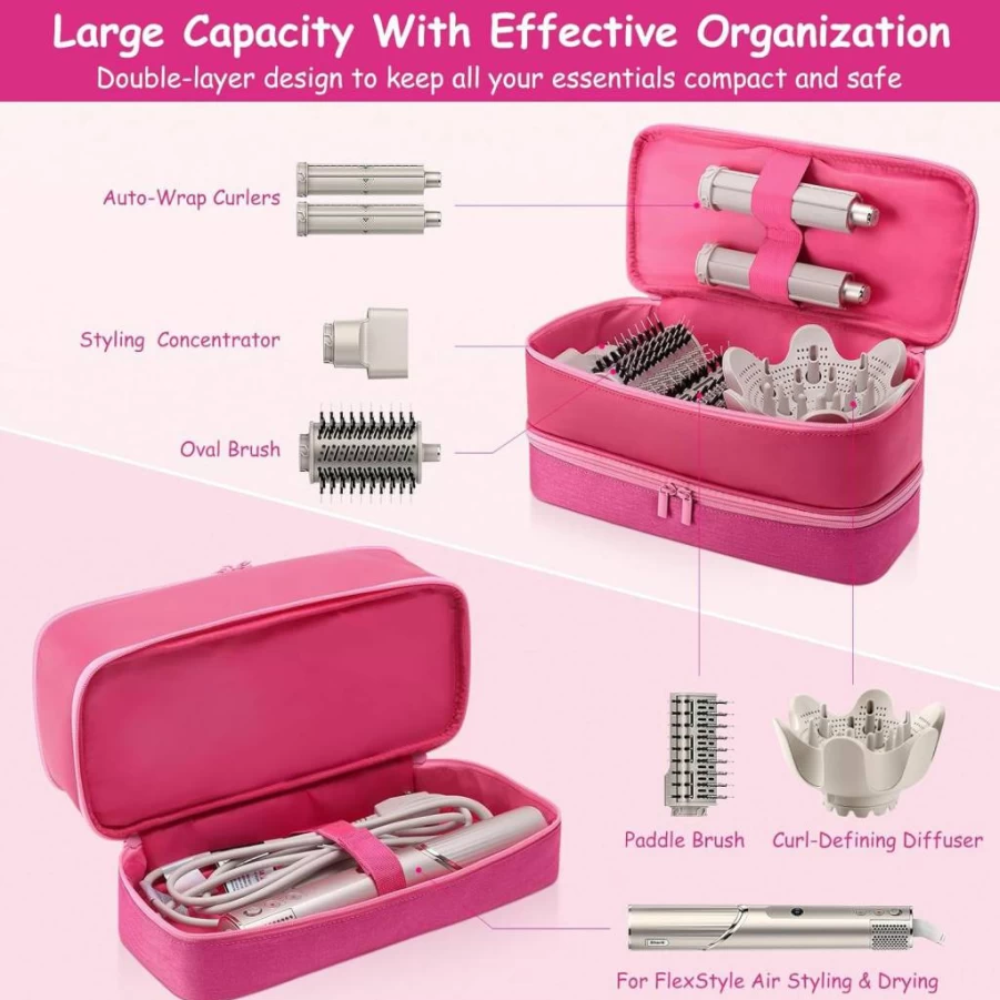 Adworte Portable Travel Case for Shark FlexStyle & FlexFusion – Double-Layer Storage Bag for Blow Dryer, Air Straightener & Attachments