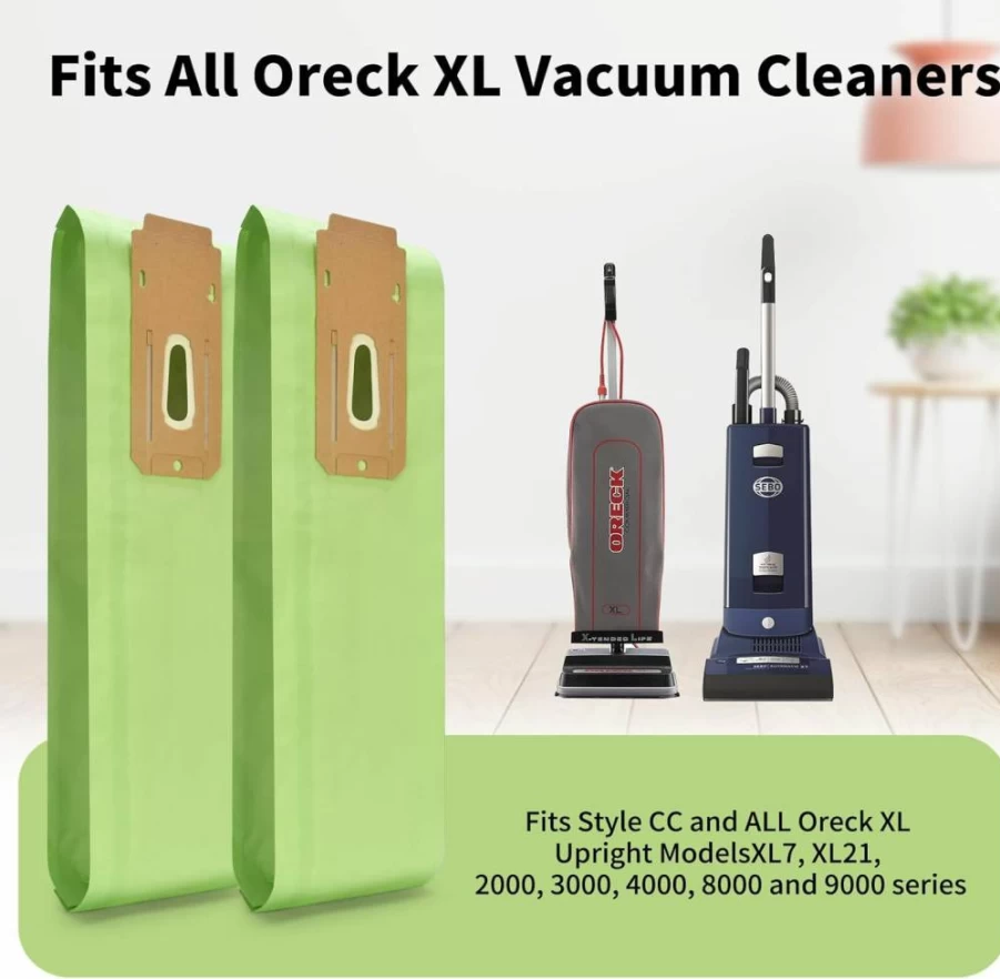 FGDG 6-Pack Green Vacuum Bags Replacement for Oreck XL Upright Vacuum Cleaners, Compatible with Oreck Type CC