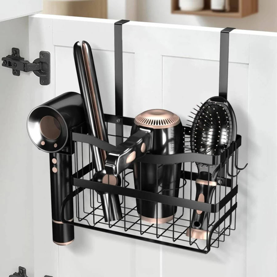 Dailyart 3-in-1 Metal Wall Mounted Hair Tool Organizer for Blow Dryer, Flat Iron & Curling Wand - Bathroom Storage Holder for Hot Tools