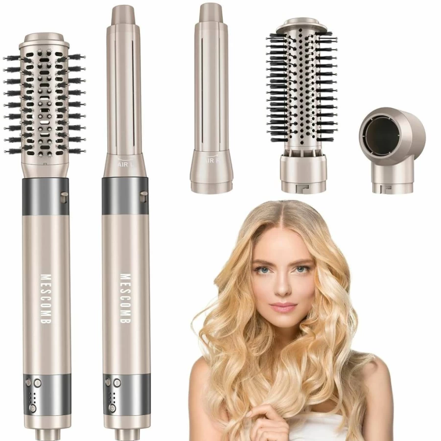 MESCOMB 5-in-1 Hair Styler - Fast Drying 110000 RPM Rotating Hot Air Brush, Frizz-Free Blow Dryer for Straightening, Volumizing & Curling with Heat Protection