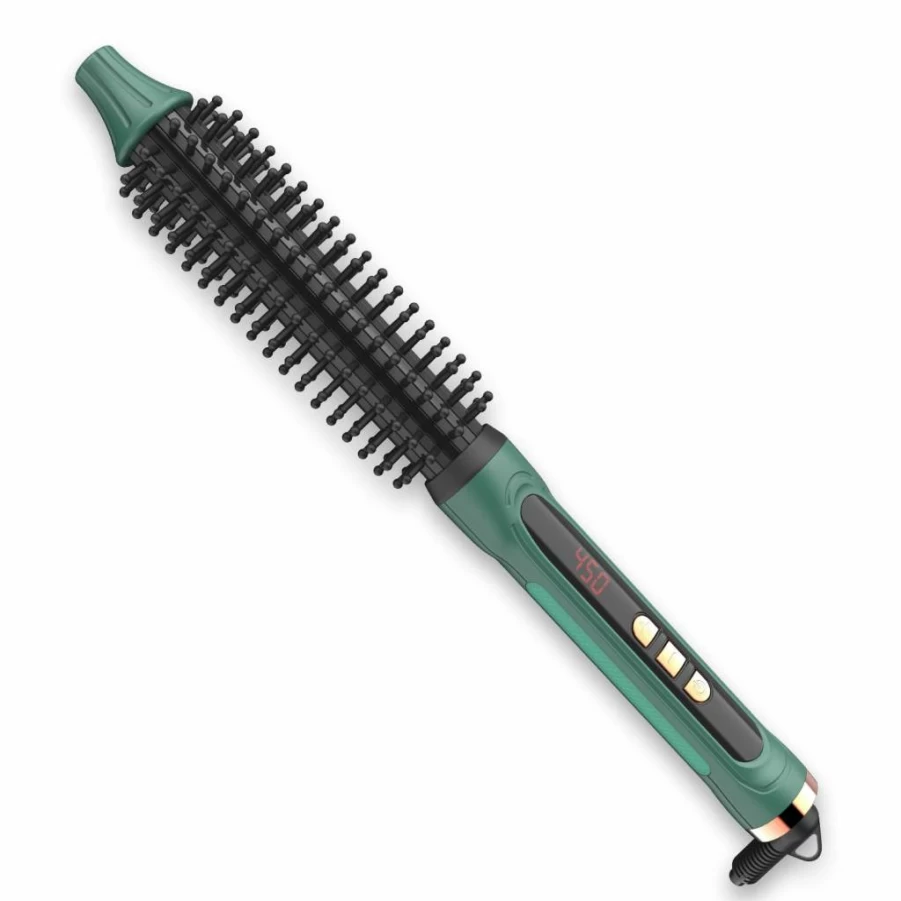 BANGMENG Mini Thermal Round Brush - 1/2 Inch & 1.1 Inch Heated Styling Brush for Short, Thin, Curly, Straight Hair - 12 Temperature Settings Curling Iron with Bristles for Men & Women