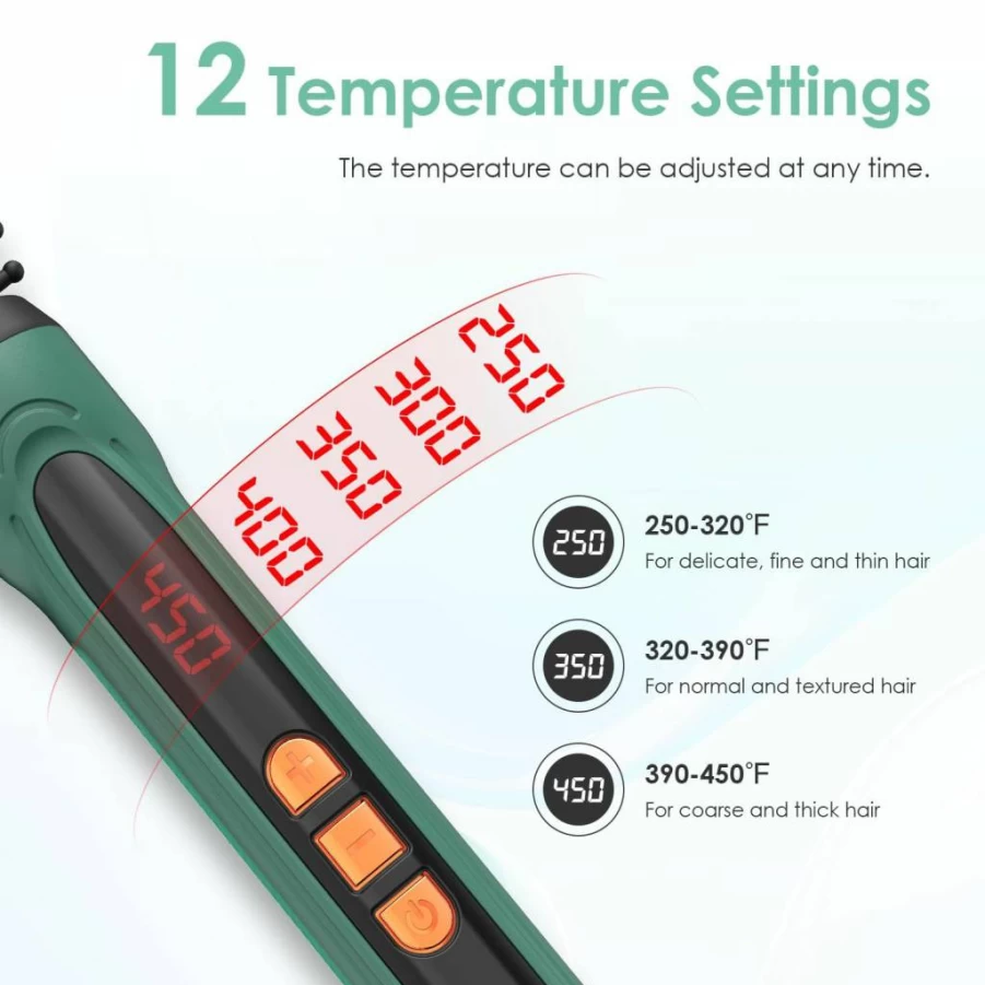 BANGMENG Mini Thermal Round Brush - 1/2 Inch & 1.1 Inch Heated Styling Brush for Short, Thin, Curly, Straight Hair - 12 Temperature Settings Curling Iron with Bristles for Men & Women