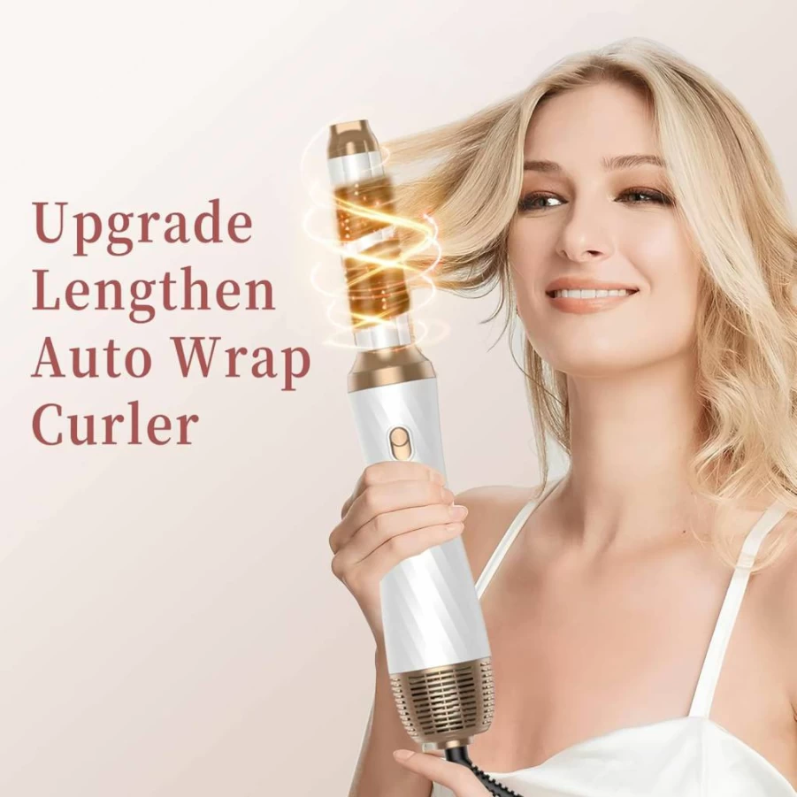 Trylater 6-in-1 Detachable Hair Dryer Brush with Negative Ion Technology, Blow Dry Styler & Hot Air Curler for Travel, Salon-Quality Styling Tool for Curly & Straight Hair