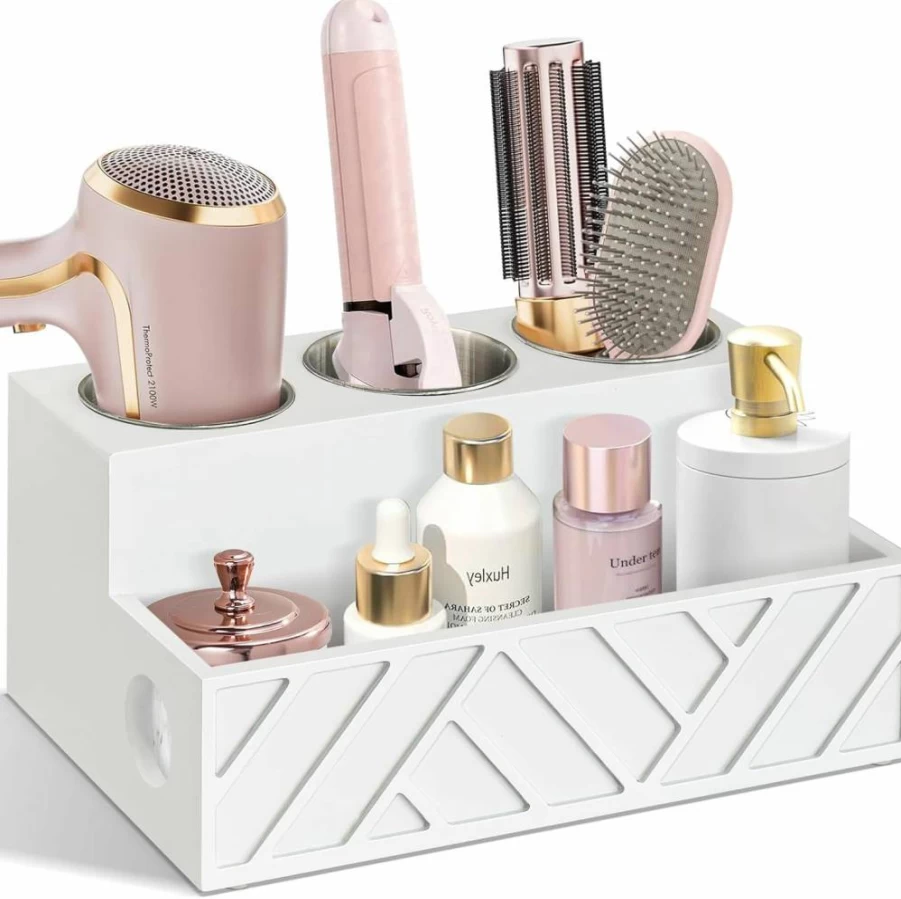 Unistyle Wall Mounted Hair Tool Organizer - Bathroom Vanity Holder for Hair Dryer, Curling Iron & Styling Tools, Countertop Accessory Storage