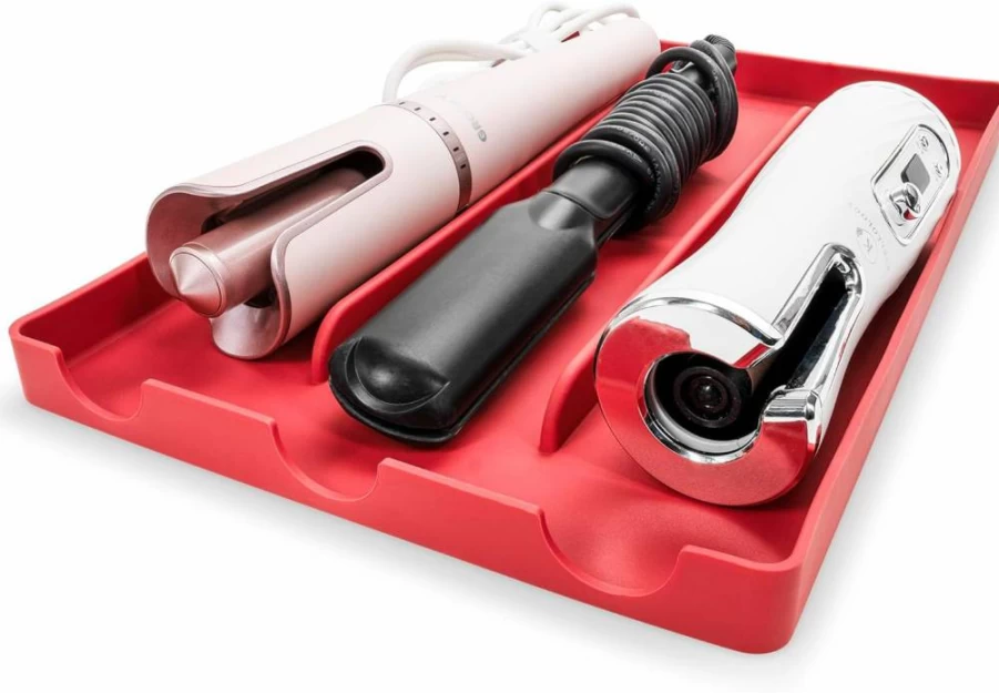 PROBLEM FIXED Silicone Hair Tool Organizer Mat - Heat-Resistant Holder for Hair Dryer, Straightener & Curling Iron, Non-Slip Vanity Countertop Storage (14.75" x 9.5")