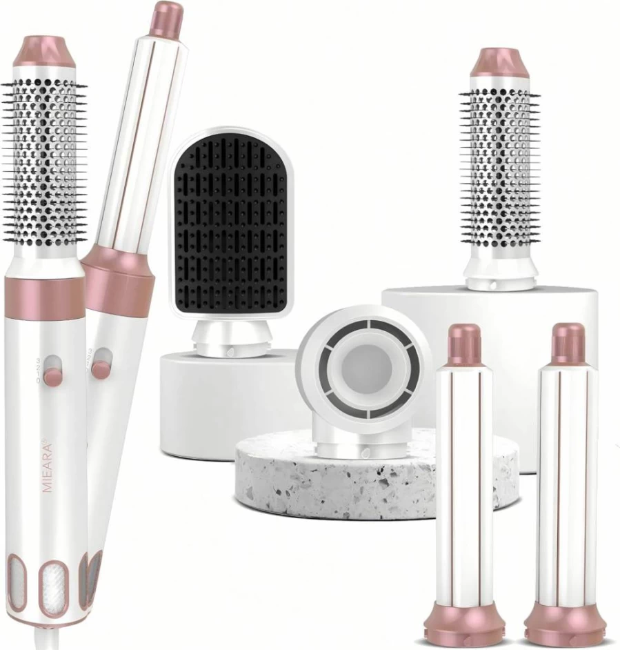 MIEARA 5-in-1 Hair Styler Blow Dryer Brush - Ionic Hot Air Curler for Fast Drying, Straightening, Volumizing & Curling with Multi-Styling Functions