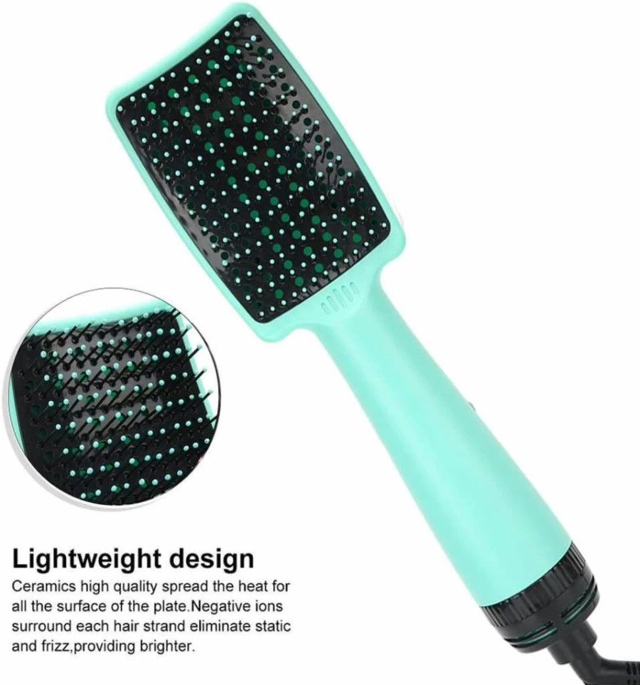 YUYTE Professional Hair Dryer Brush - 3 Heat/Speed Settings, Ionic Styler for Home & Salon Use, Fast Drying & Frizz Control, Green (US Plug)
