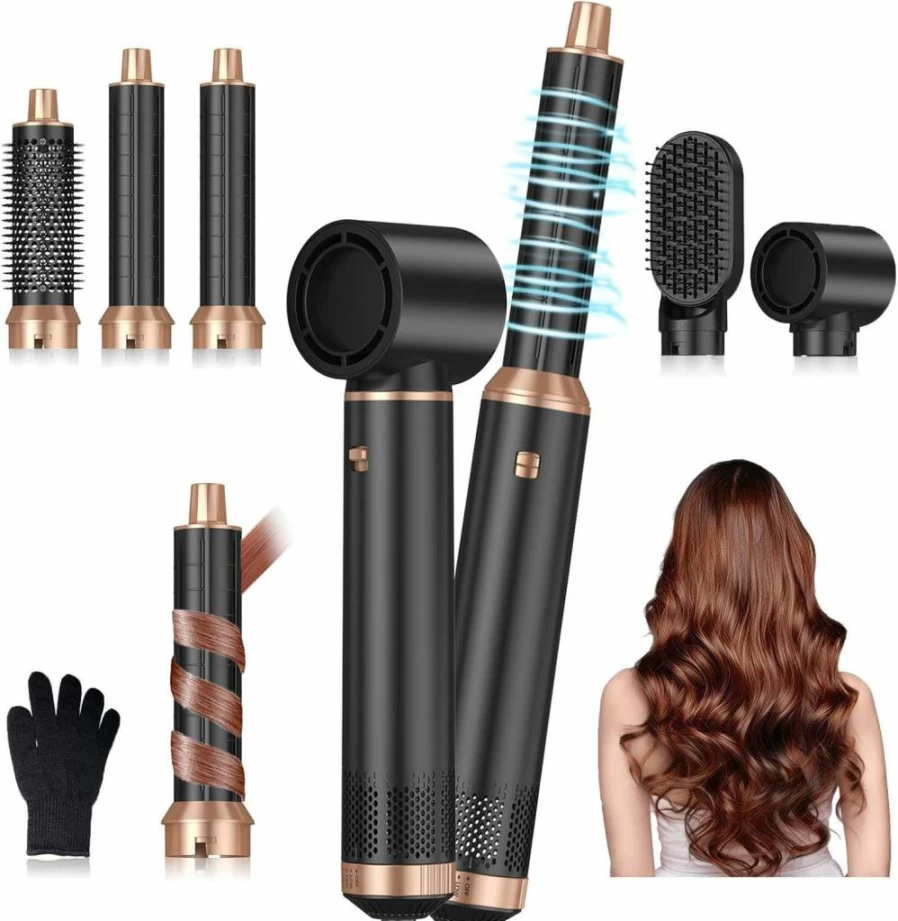 Yitrust 5 In 1 Hair Dryer Brush - Blow Dryer, Air Curler, Styler, Negative Ion Hot Air Brush for Drying, Curling, Straightening