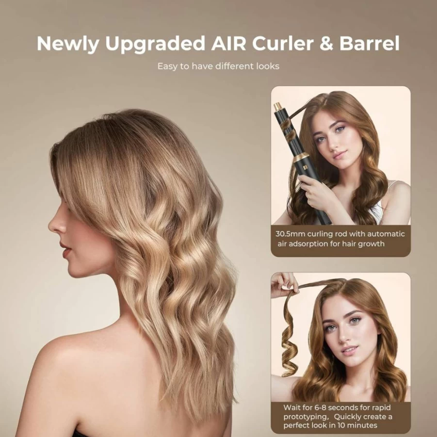 Yitrust 5 In 1 Hair Dryer Brush - Blow Dryer, Air Curler, Styler, Negative Ion Hot Air Brush for Drying, Curling, Straightening