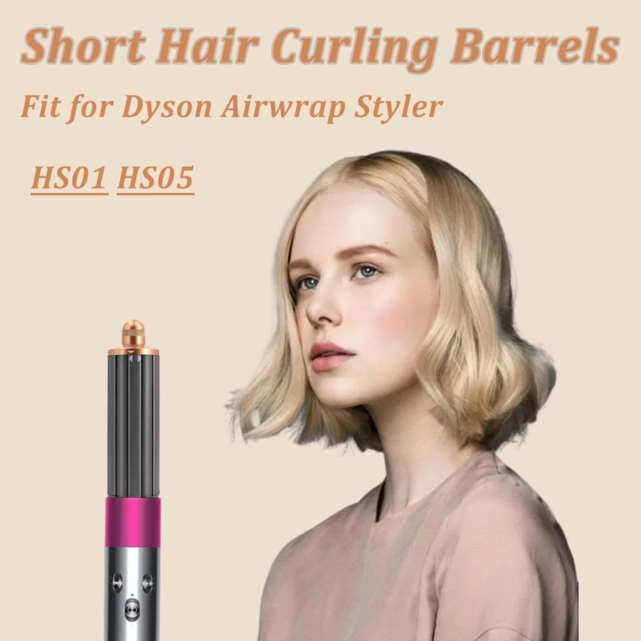 Chuancheng 2-in-1 40mm Curling Barrels for Dyson Airwrap HS01/HS05, Gold Short Hair Styler Attachments, Automatic Curling Wand for Dyson Styler