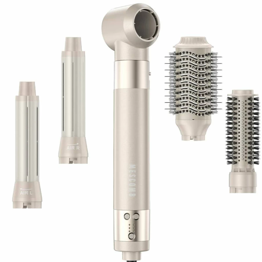 MESCOMB 5-in-1 Hot Air Styler Brush - 110,000 RPM Blow Dryer with Auto Curlers, Fast Drying, Frizz-Free, Heat Damage-Free for Curling, Straightening & Volumizing Hair