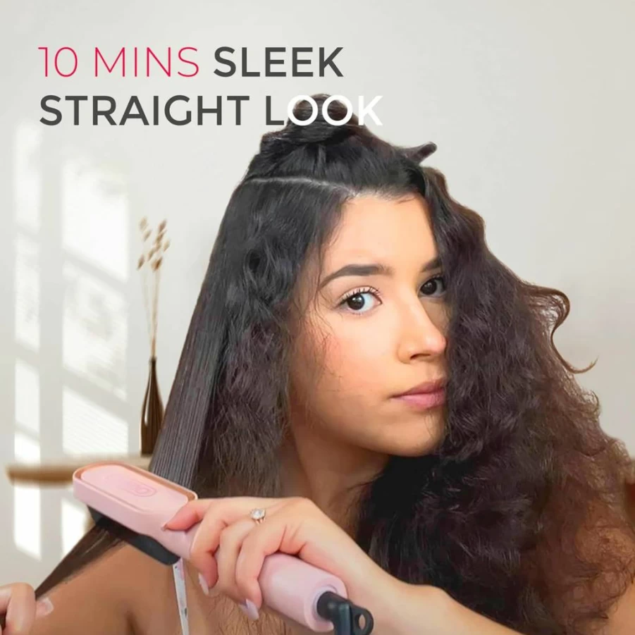 TYMO Ring Hair Straightener Brush - 5 Temperature Settings, 20S Fast Heating, Dual Voltage Styling Comb for Women, Black