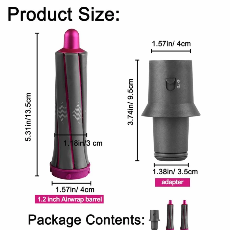 2 Pcs Chuancheng 30mm Short Hair Curling Barrels for Dyson Airwrap & Supersonic, Upgrade Adapter Attachment for Dyson Multi-Styler, Replacement Parts for Short Hair Styling