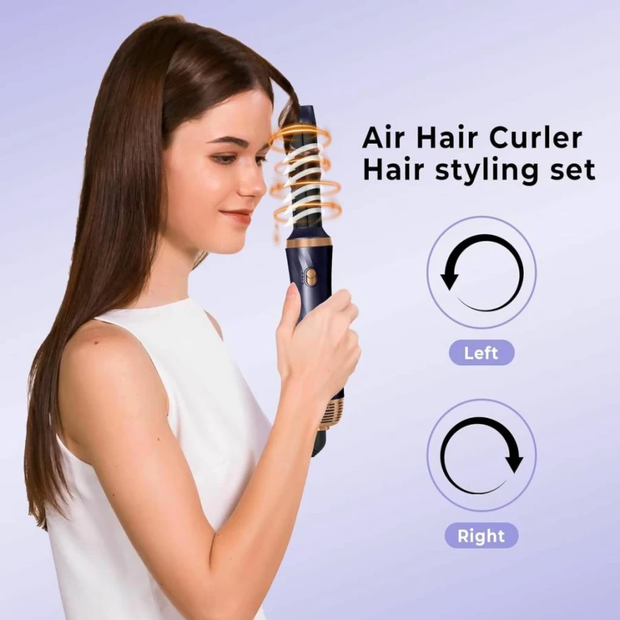 Trylater 6-in-1 Detachable Blow Dryer Brush with Negative Ion Technology, Hot Air Styler & Curling Iron for Travel-Friendly Hair Styling