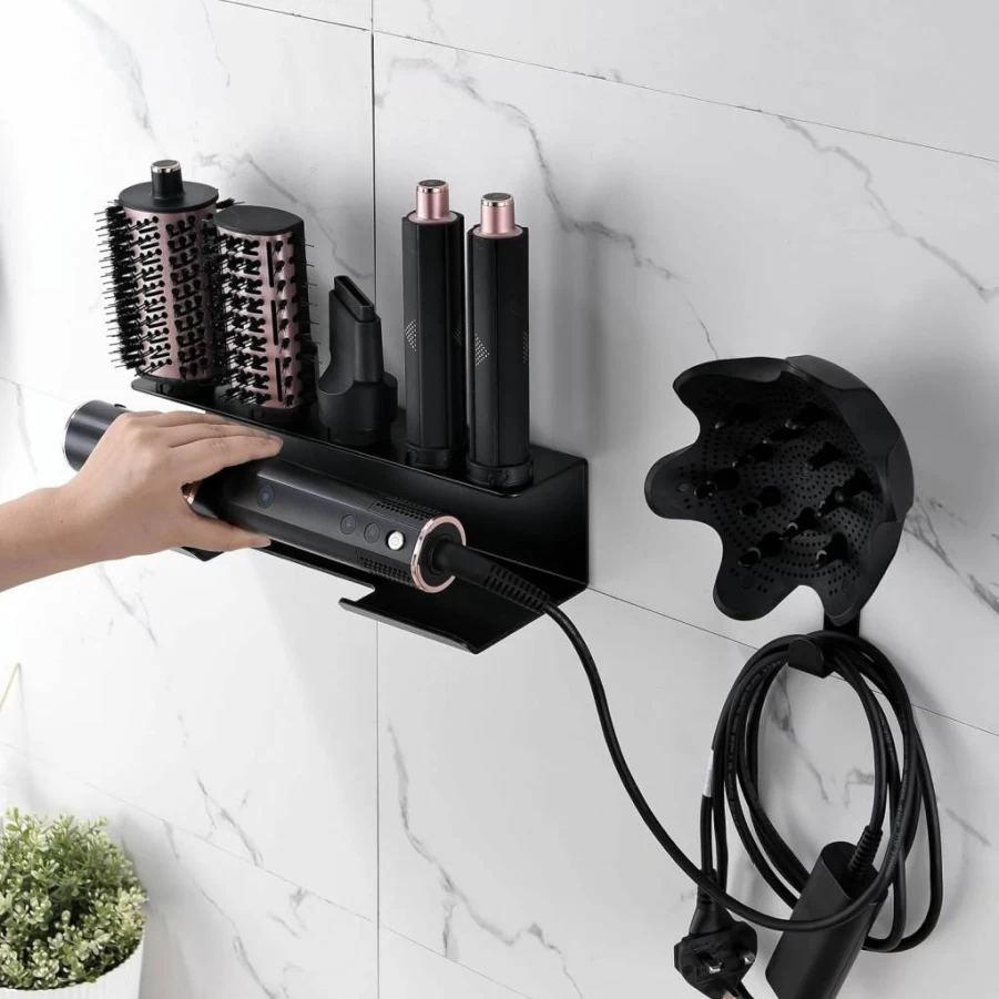 Affogato Wall Mount Holder for Shark Flexstyle Accessories – Organizer Rack with Cord Hanger for Curlers, Brushes & Diffuser Storage