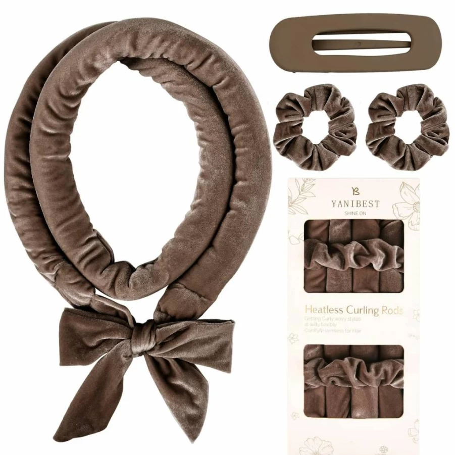 YANIBEST Overnight Heatless Curling Set - No Heat Ribbon Wrap Hair Curler for Long & Short Hair with Scrunchies & Clip, Soft Sleep-Friendly Curls