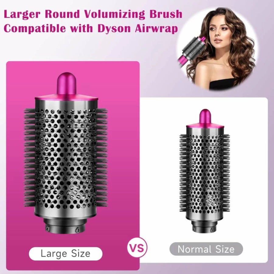 Liopif Large Round Volumizing Hair Brush for Dyson Airwrap HS01/HS05 - Big Blow Dryer Styler Attachment (Rose)