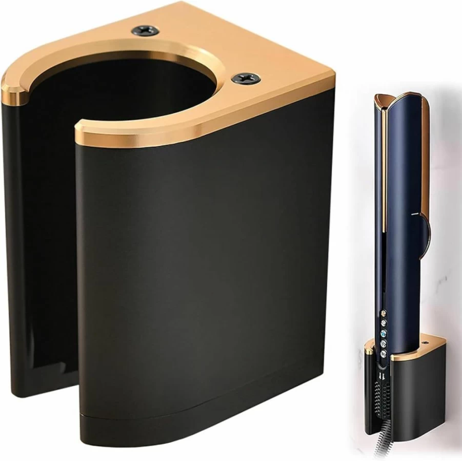 Luvitory Wall Mount Organizer Rack for Dyson Airstrait, Airwrap, Hair Tools & Accessories - Metal Storage Holder for Straightener, Curling Iron & Brushes