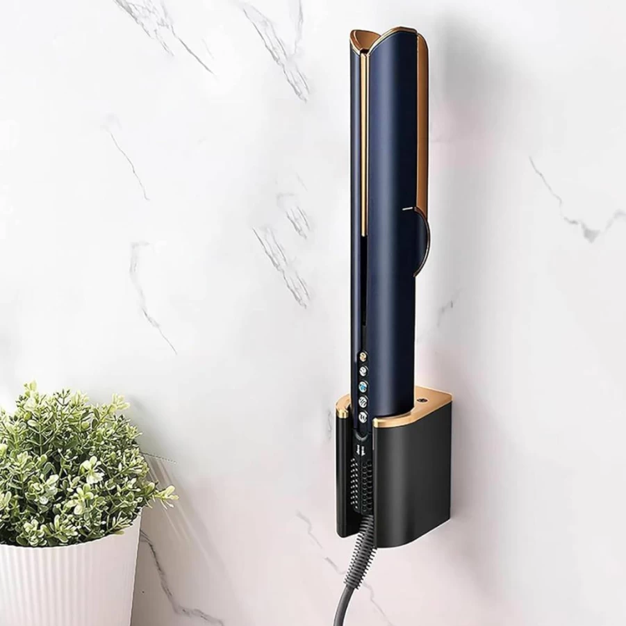 Luvitory Wall Mount Organizer Rack for Dyson Airstrait, Airwrap, Hair Tools & Accessories - Metal Storage Holder for Straightener, Curling Iron & Brushes