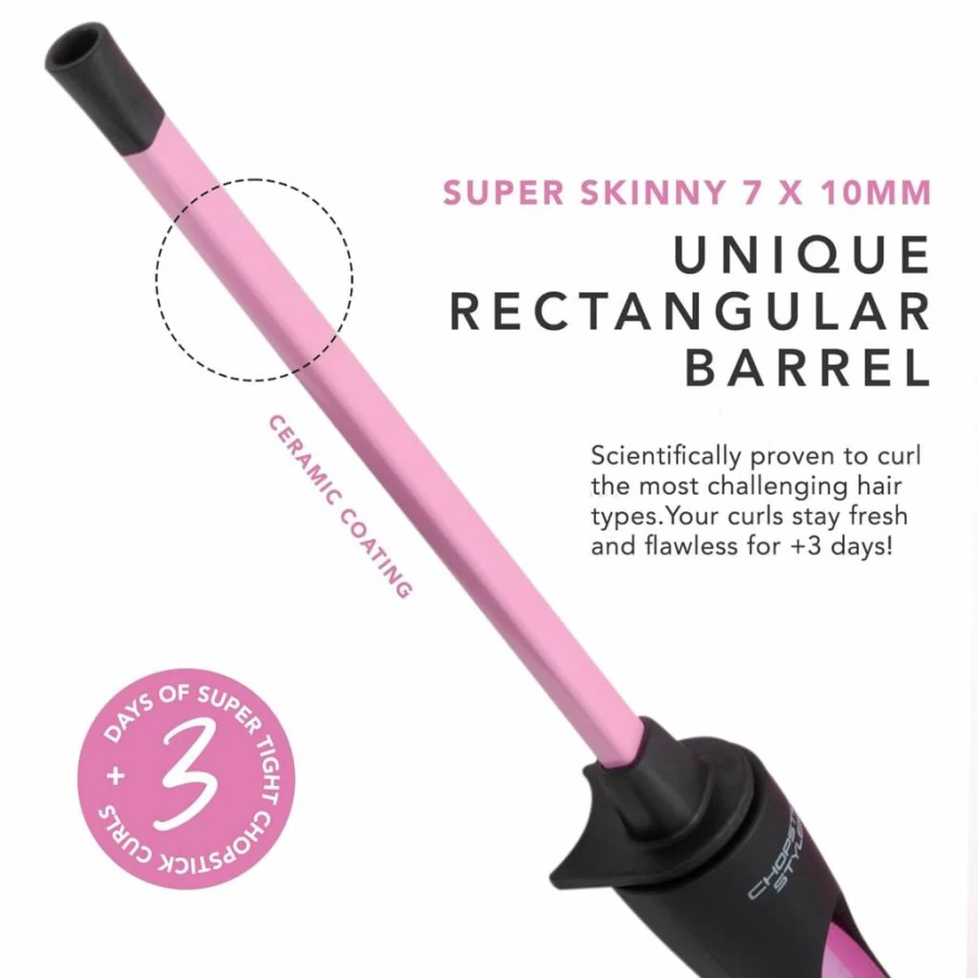 CHOPSTICK STYLER Heroine Professional 3/8-Inch Ceramic Curling Wand for Tight Ringlets & Long-Lasting Curls - Hair Curler for All Hair Lengths